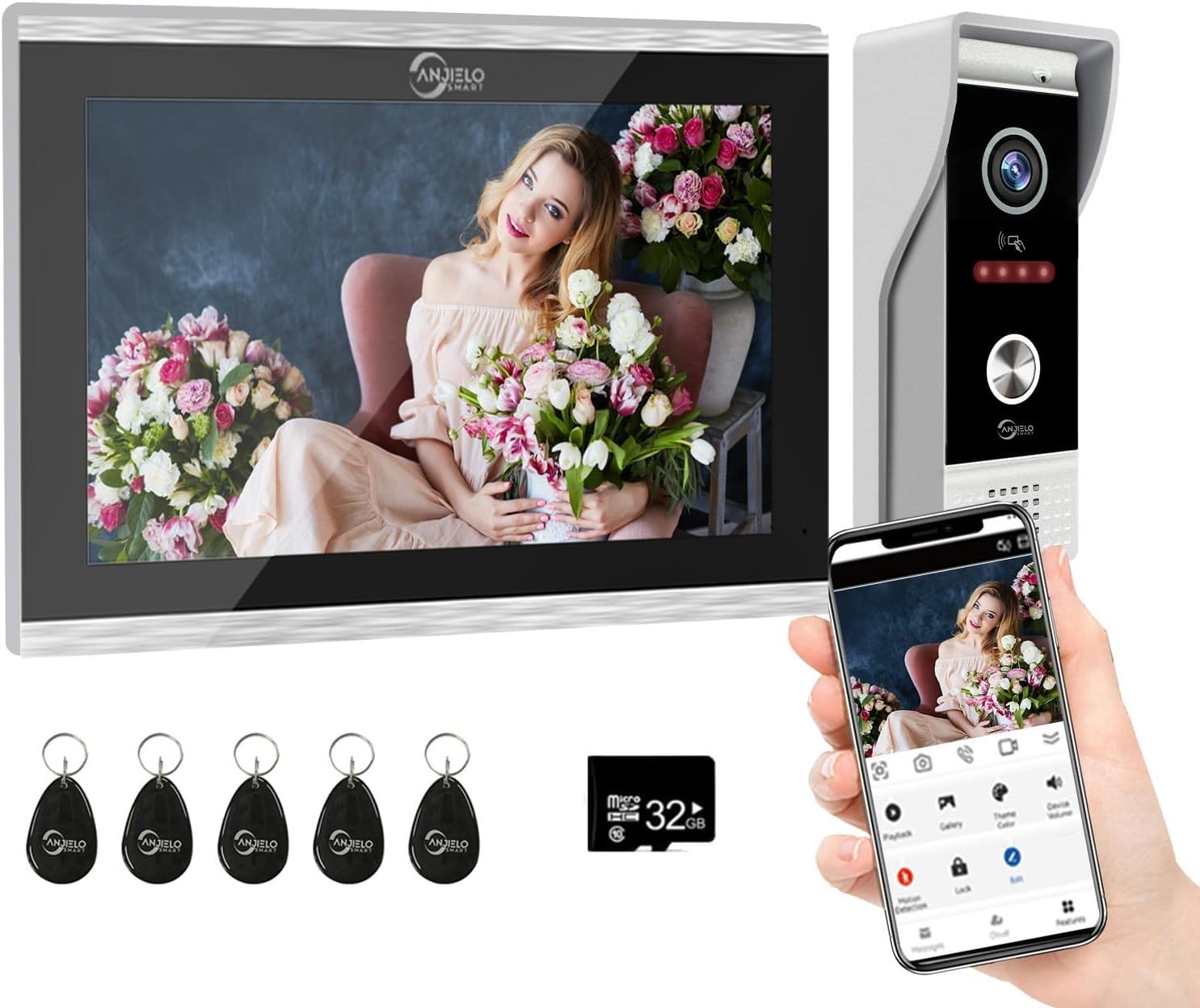 Wired Video Doorbell Apartment Intercom System,10 Inch Full Touch Monitor,1080P