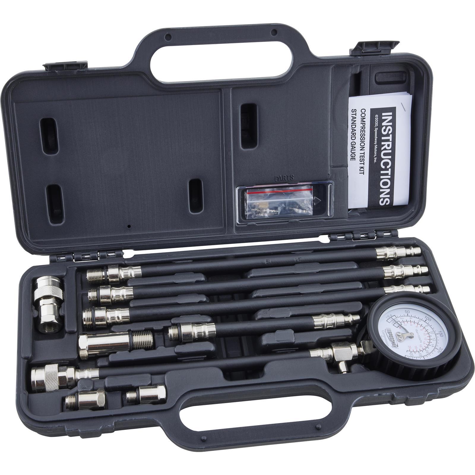 Speedway Motors Compression Test Kit, Standard Gauge, 10mm and 12mm adapters
