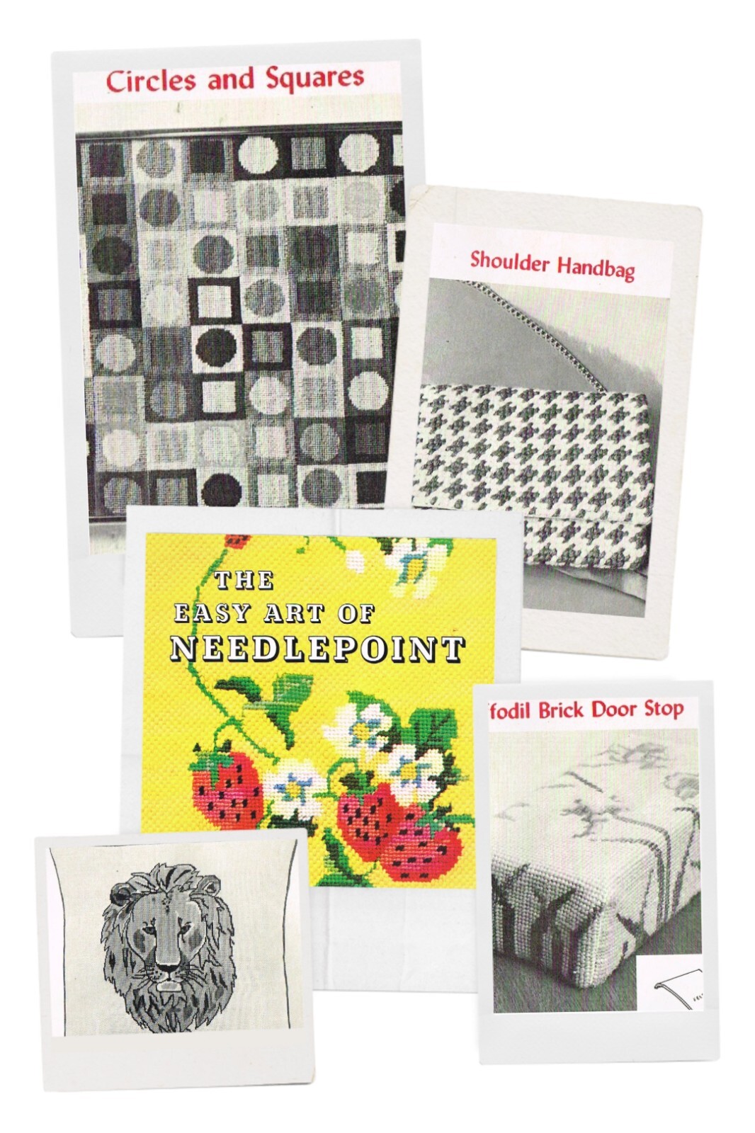 Easy Art of Needlepoint Pattern Book Lion Pillow Brick Door Stop 1973 Vintage