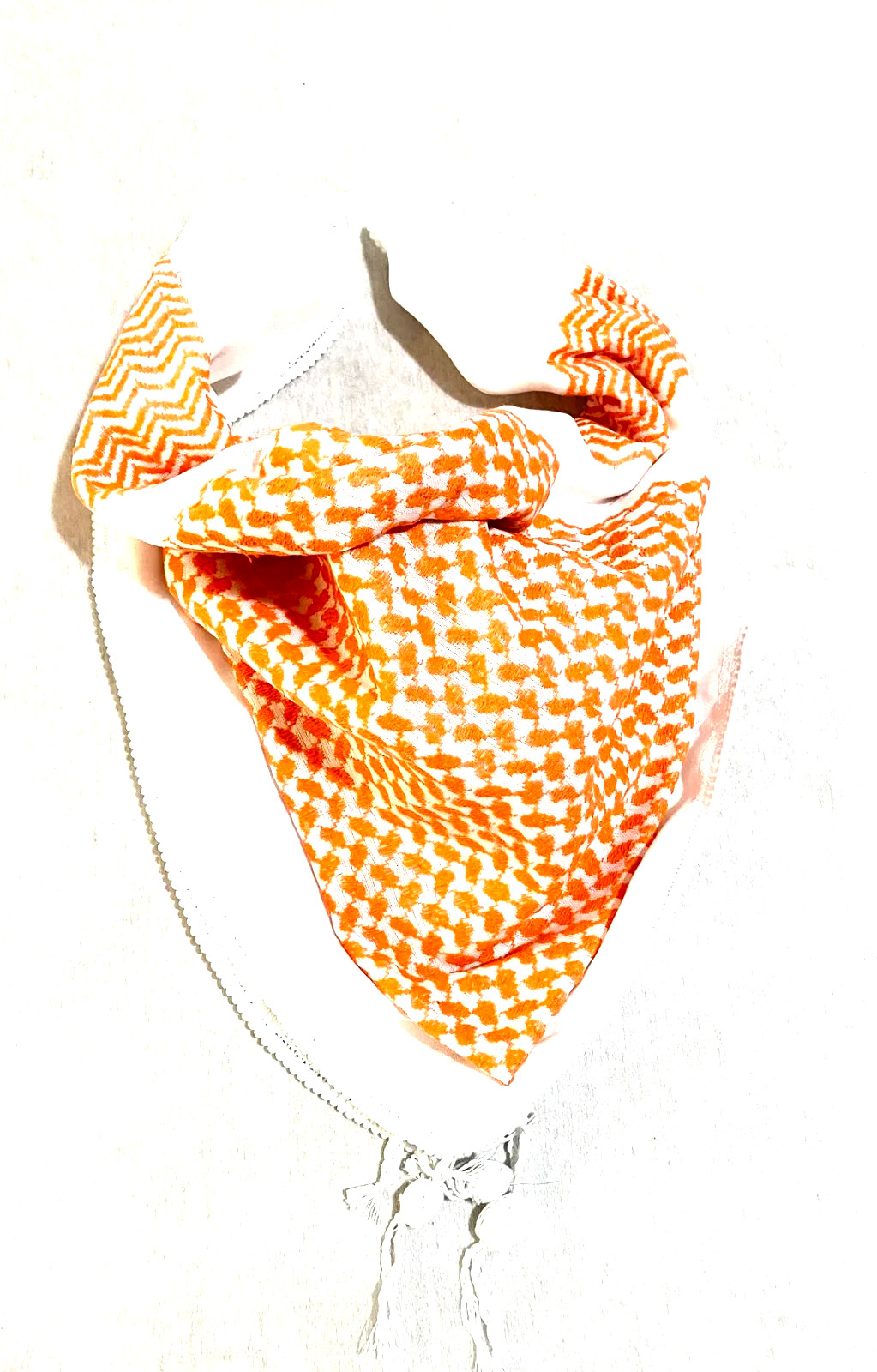 Keffiyeh Orange  Scarf, Unique Arab Palestine Desert Bandana face Cover Mask mix