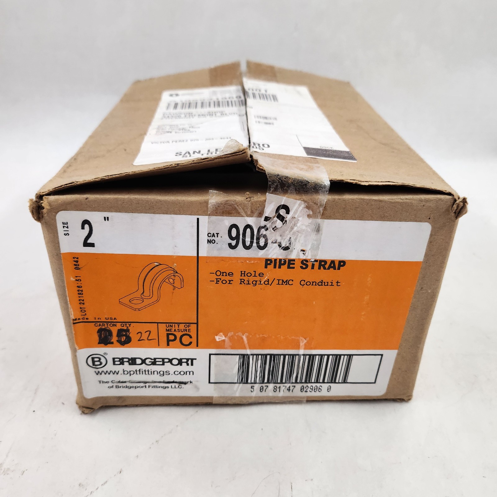 Bridgeport 906-S 2" One Hole Pipe Straps Box Qty 22 For Rigid/IMC Conduit