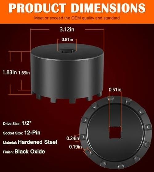 31520 Axle Nut Socket - 12 Pin Hub Bearing Retaining Nut Socket Tool Fits for