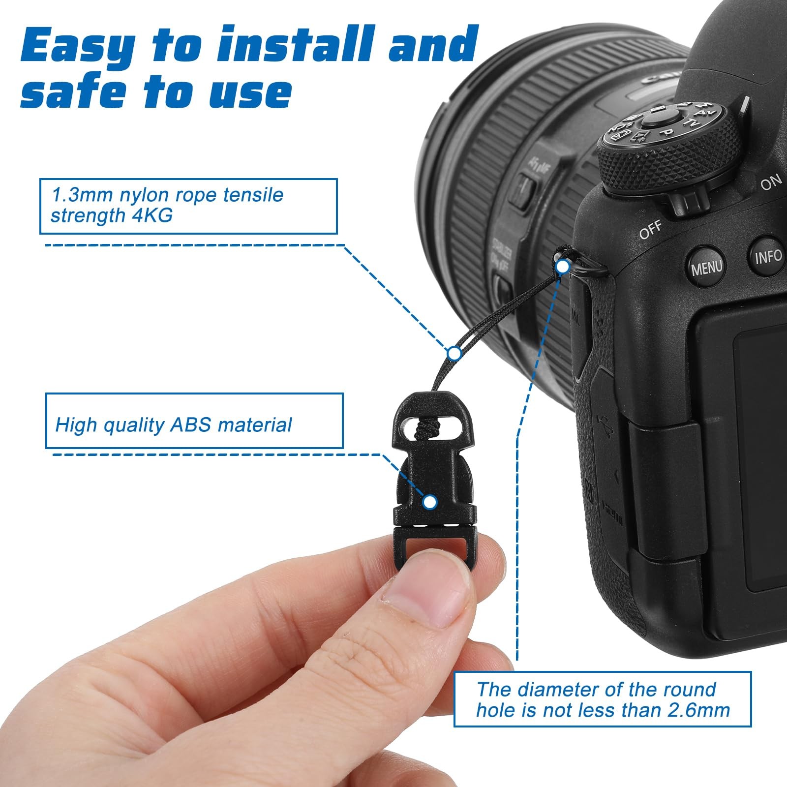 Matwsec 8PCS Quick Release Camera 8 Pcs Strap Release, Black