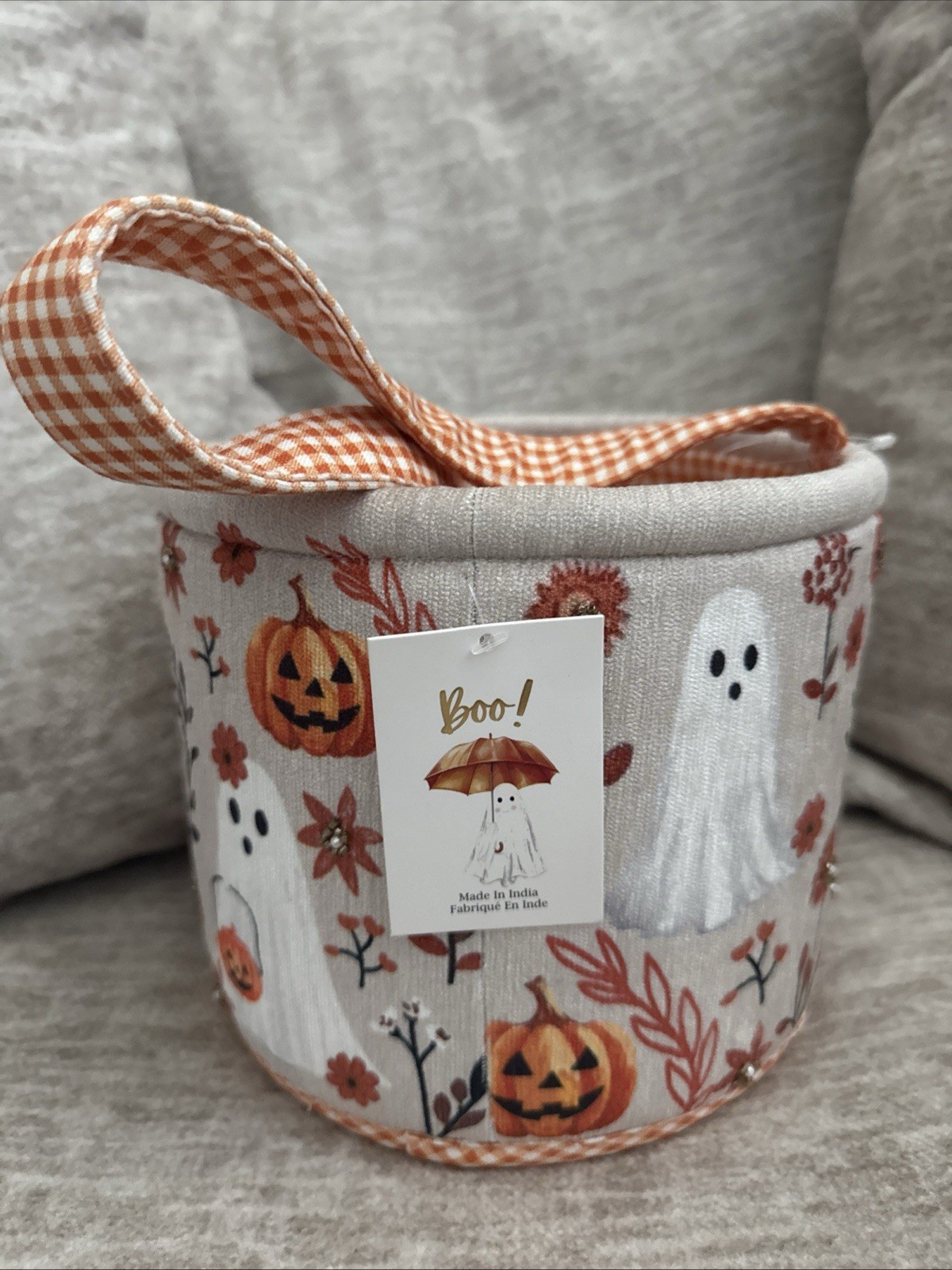 Halloween Beaded Boo Basket Basket - Ghosts & Pumpkins