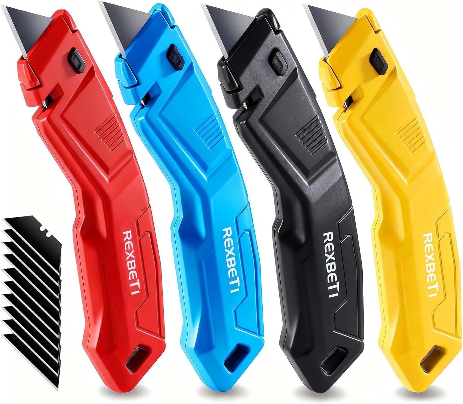 4-Pack Utility Knife, Heavy Duty Aluminum Shell Retractable Box Cutter for