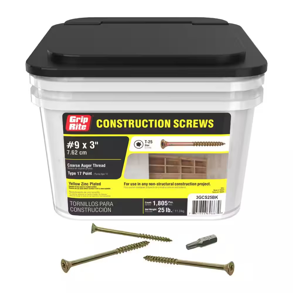 #9 X 3 In. Star Drive Dual Flat Head Coarse Construction Screws 25 Lb. Box