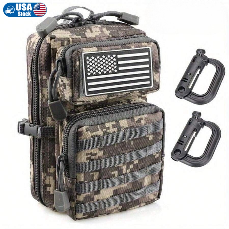 Tactical Molle Zippered Pouch EDC Waist Pack Hiking