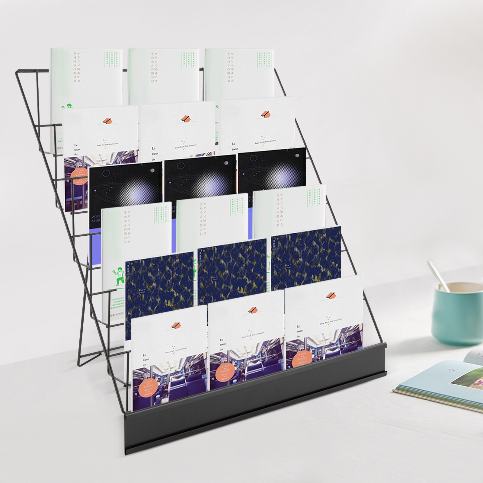 6 Tier Wire Countertop Rack Comic Book Rack Book Display Stand For Books DVD CD！
