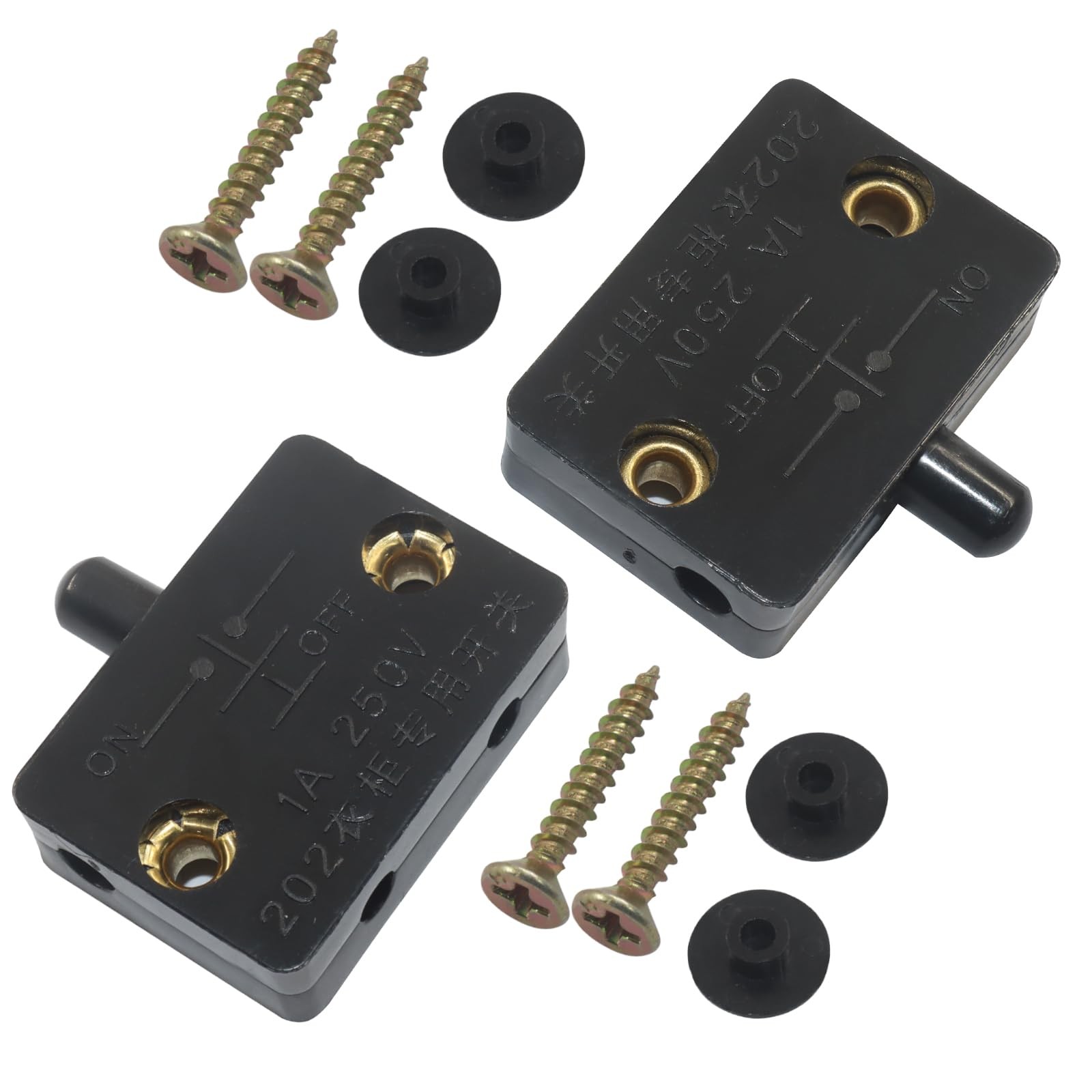 Rierdge 2 Pcs Automatic Switch for Cabinet Light, On Off Touch 2 PCS, Black