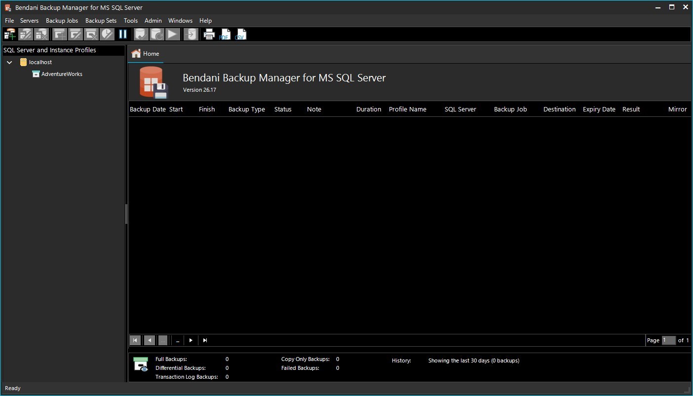 Bendani Backup Manager for Microsoft SQL Server, Full Perpetual License.