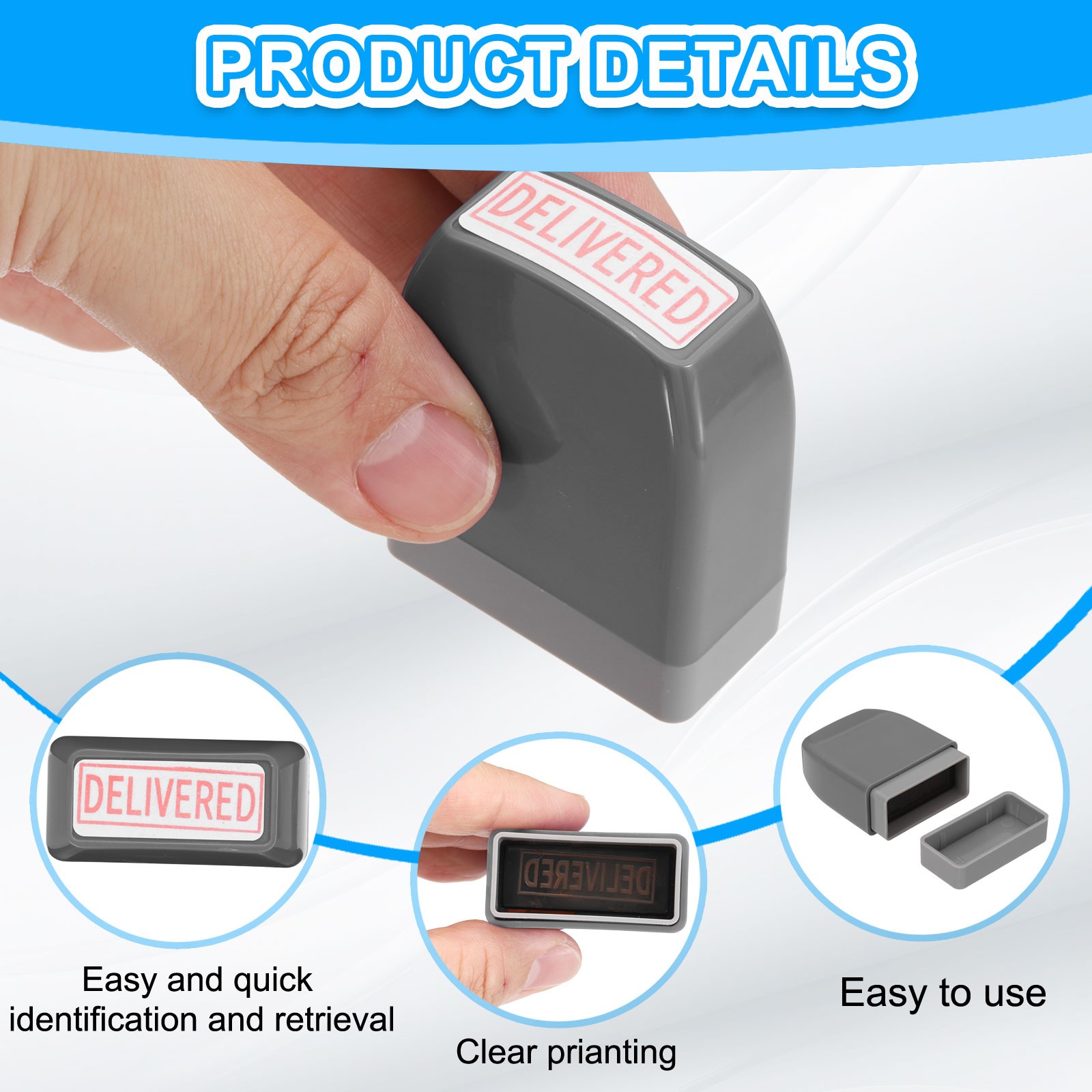 DELIVERED Notice Stamp Self Inking, Grey