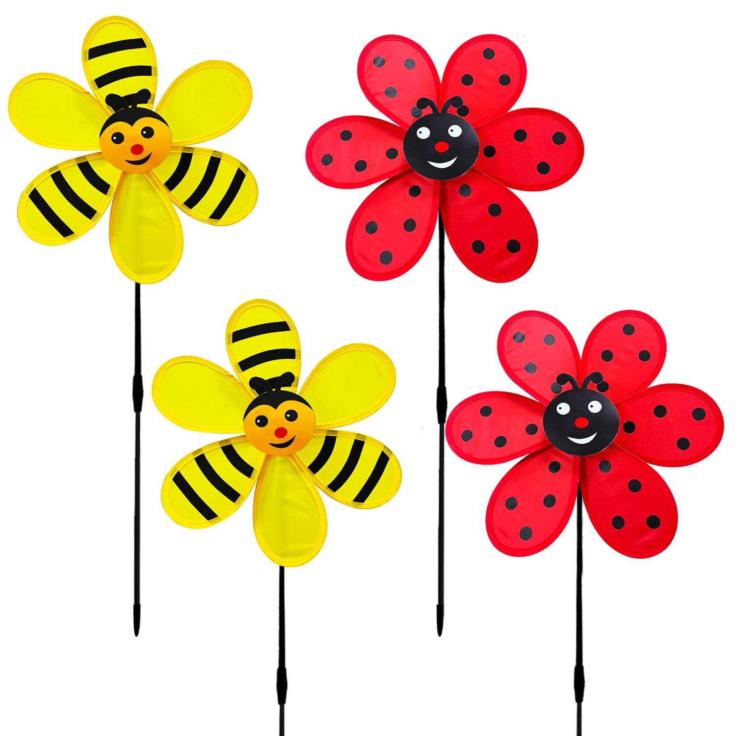 yuuzue 4pcs Wind Spinners for Yard and Garden, 11.8inch Ladybug Bee Windmills...