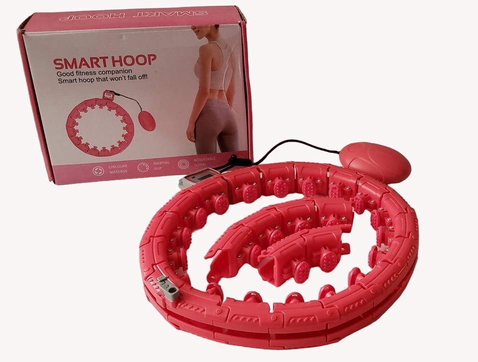 NEW Smart Hoop Pink Weighted Hula Hoop for Adults Weight Loss, 24 Knots READ