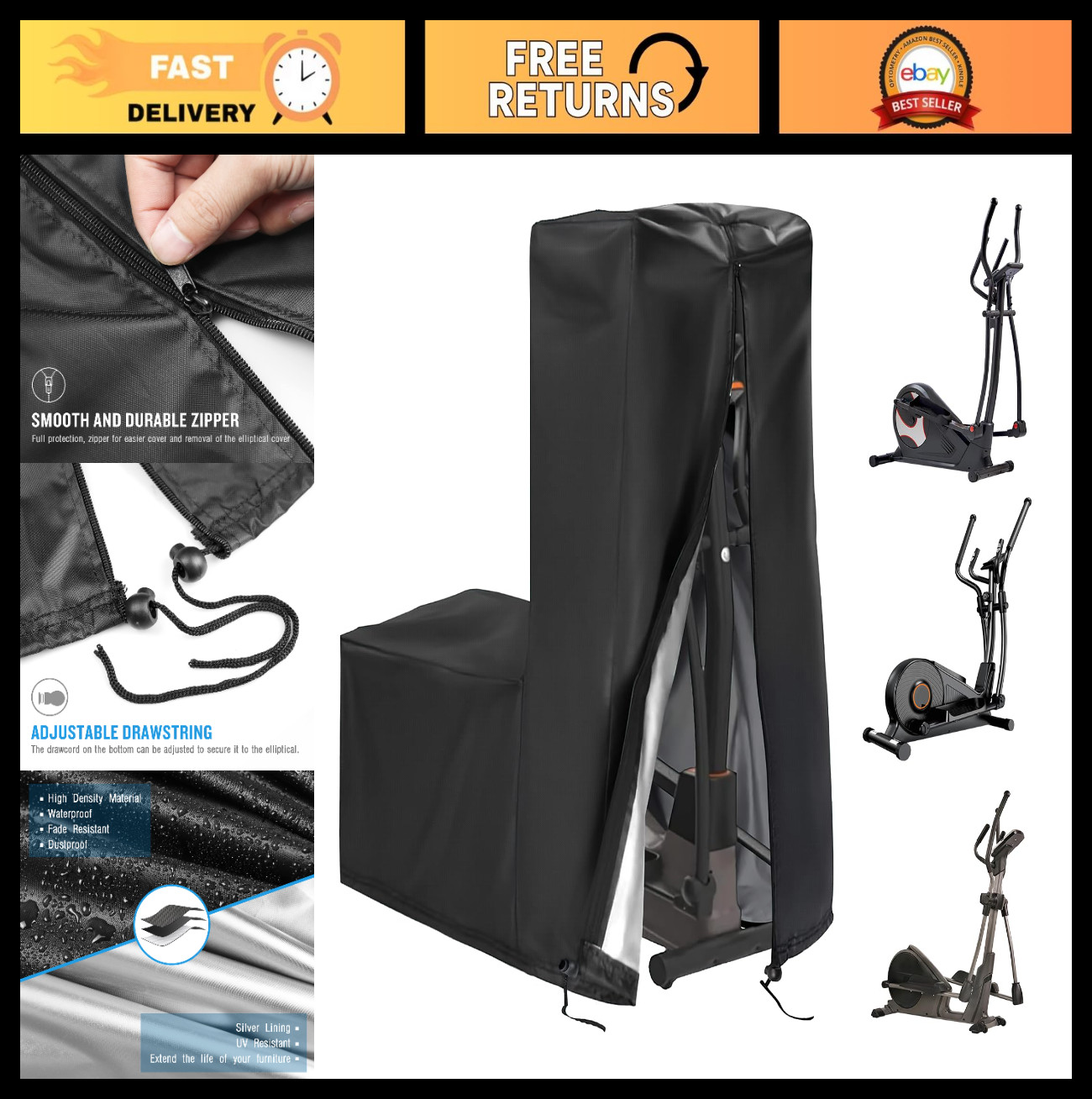 Waterproof Dustproof Elliptical Exercise Machine Cover - Home Fitness Protection