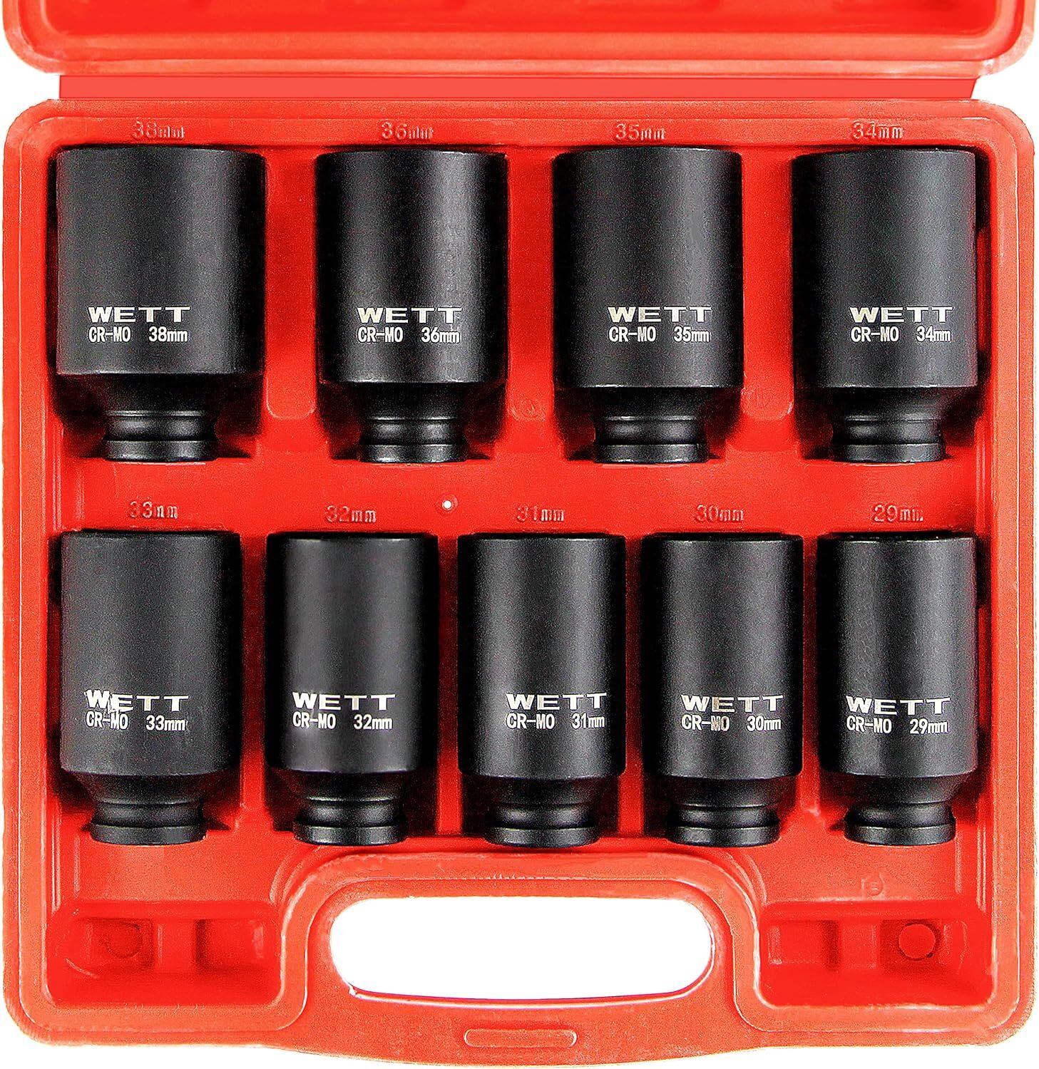 1/2" Drive Deep Impact Socket Set, 9-Piece Spindle Axle Nut Metric Sockets Set