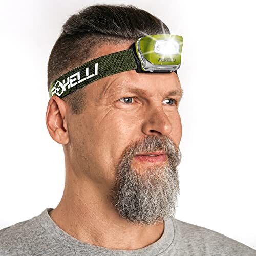 Foxelli LED Headlamp Flashlight for Adults & Kids, Running, Assorted Colors