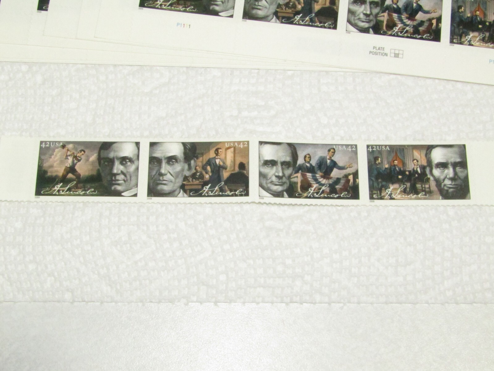 2009 42 Cent Abraham Lincoln Sheet of 4 Unused Stamps Perfect Condition