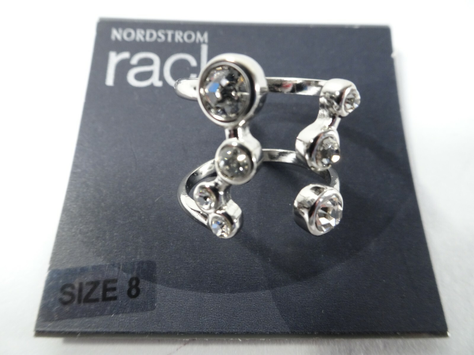 Nordstrom Rack Womens Crystal Color Open End Ring Sz 8 NWT $45