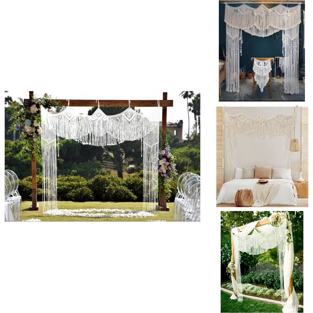 Kiido Large Macrame Wedding Backdrop78 W X 86 L For Arbor/Arch Bohemian Wall