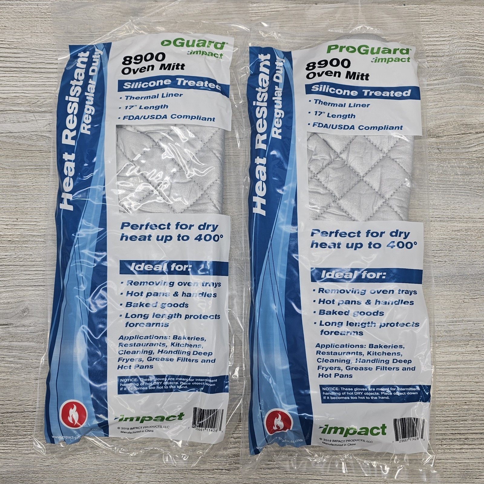 Lot Of 2 Silicone Treated 17" Oven Mitts 400° Heat Resistant FDA/USDA Compliant
