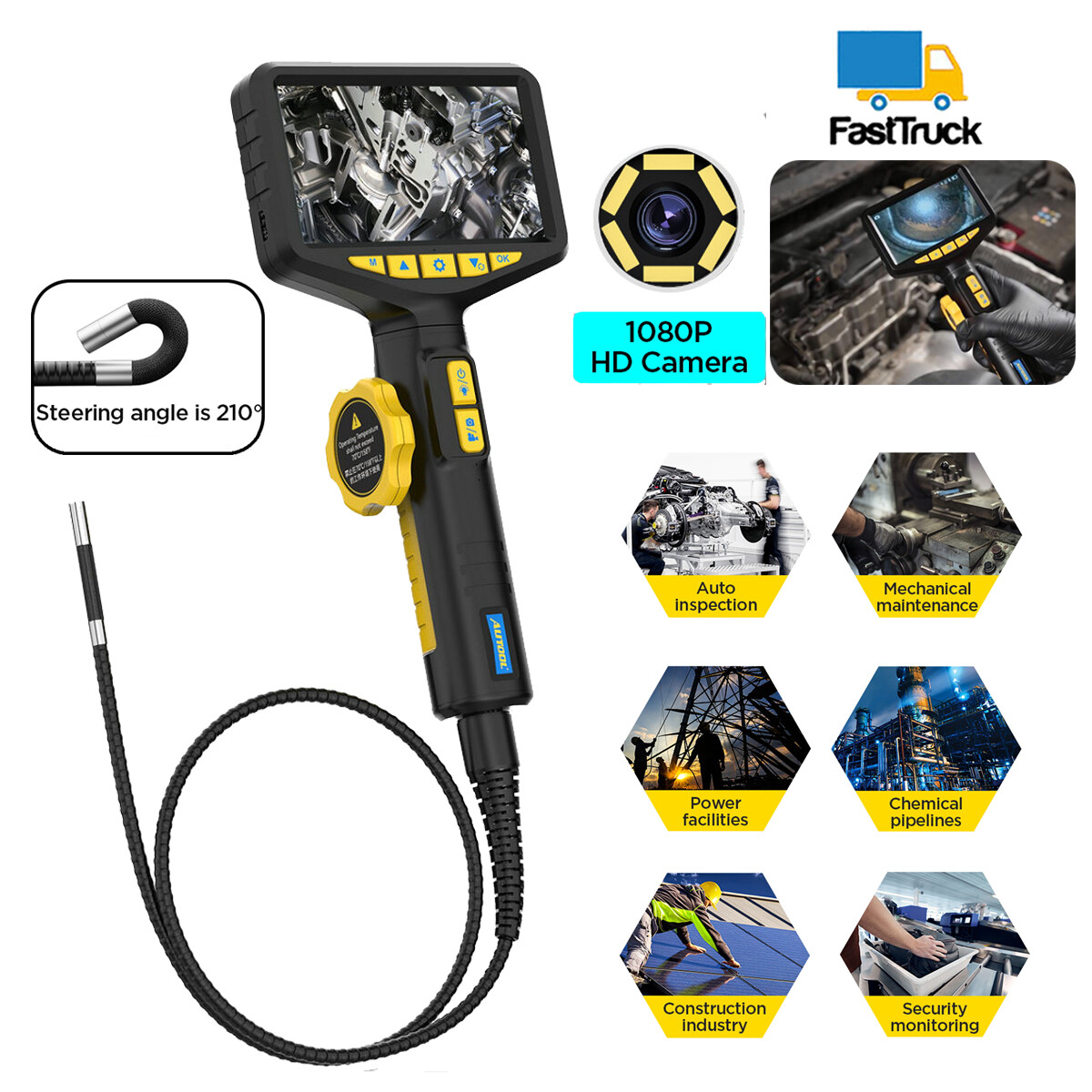 Precise Industrial Endoscope Camera 1080P HD Screen Borescope Inspection Camera