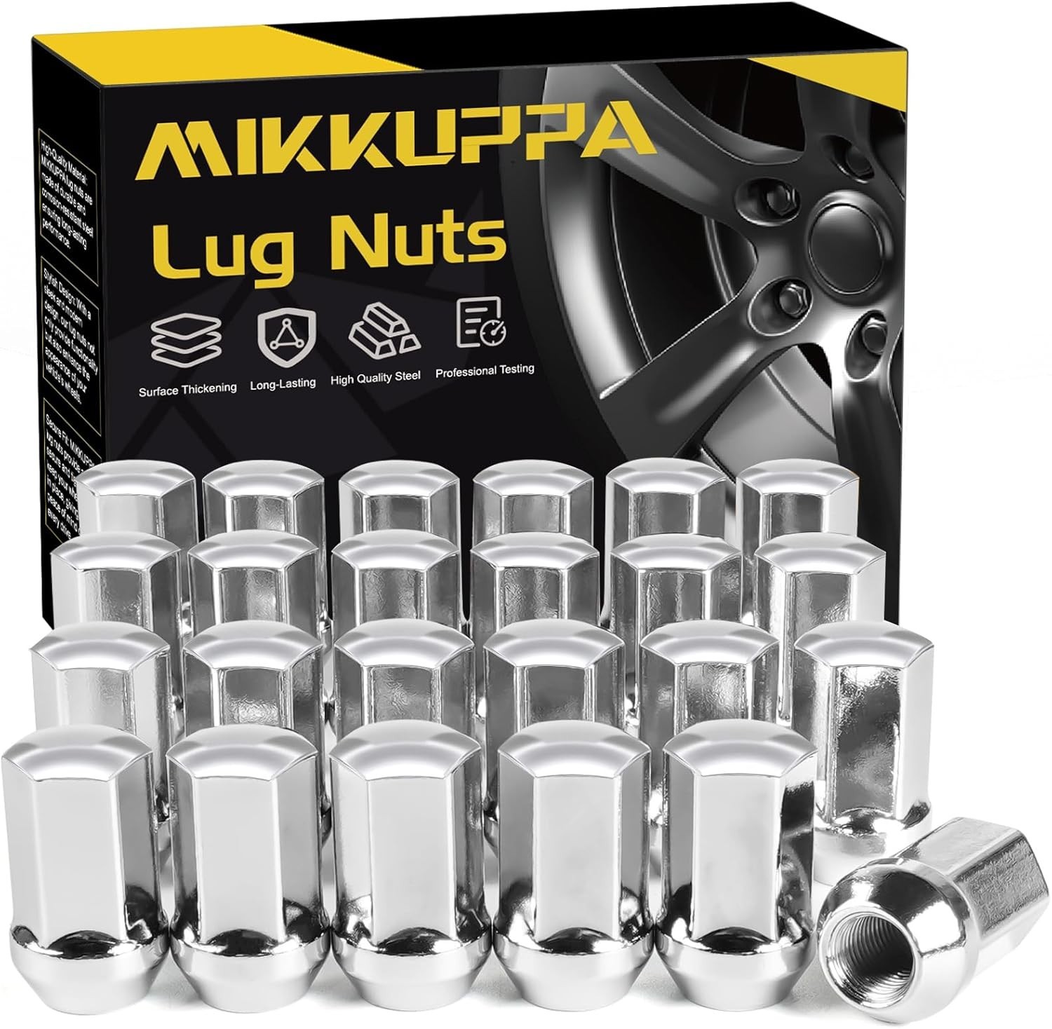 24pcs M14x1.5 Lug Nuts - M14X1.5 Silver 24 Packs for Chevy Silverado 1500