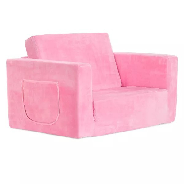 Dream On Me Baby Chair Foldable 2-in-1 Comfy Baby Lounger Couch Kids Sofa Pink