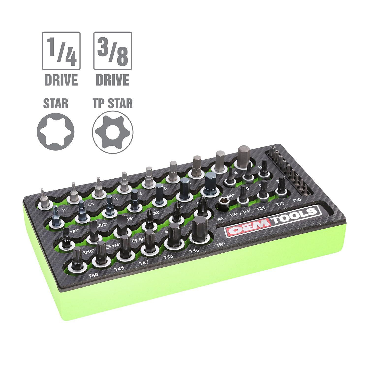 OEMTOOLS 23992 44-Piece Torx Socket Set, Ideal Bit Set 44 Piece, Multi