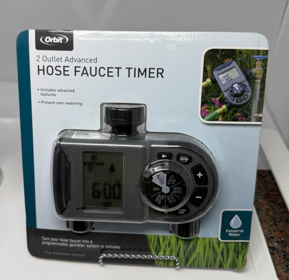 The NEW Orbit Advanced Hose Faucet Timer Programmable 2-Outlet 56544-03 rD