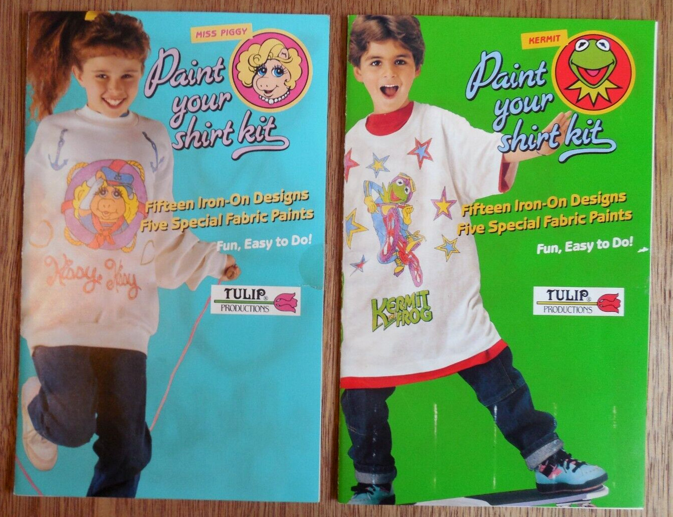 Lot of 2 Vntg 1989 Tulip Henson "Kermit/Piggy" Iron-on Paint Your Shirt Sets
