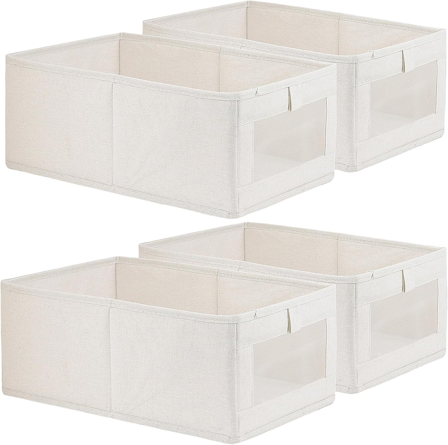 4 Pack Linen Storage Bins, Storage Containers for Organizing Clothing, Jeans,