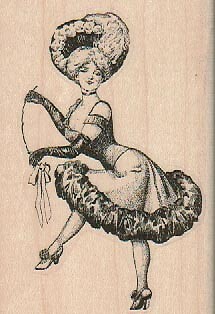 Victorian Showgirl 2 1/4 x 3 1/4" Rubber Stamp, Woman Stamp, People Stamp