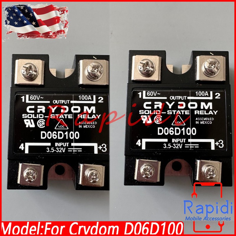 2PC Crydom D06D100 Solid State Relay Panel Mount Output 100A 60V Input 3.5-32VDC