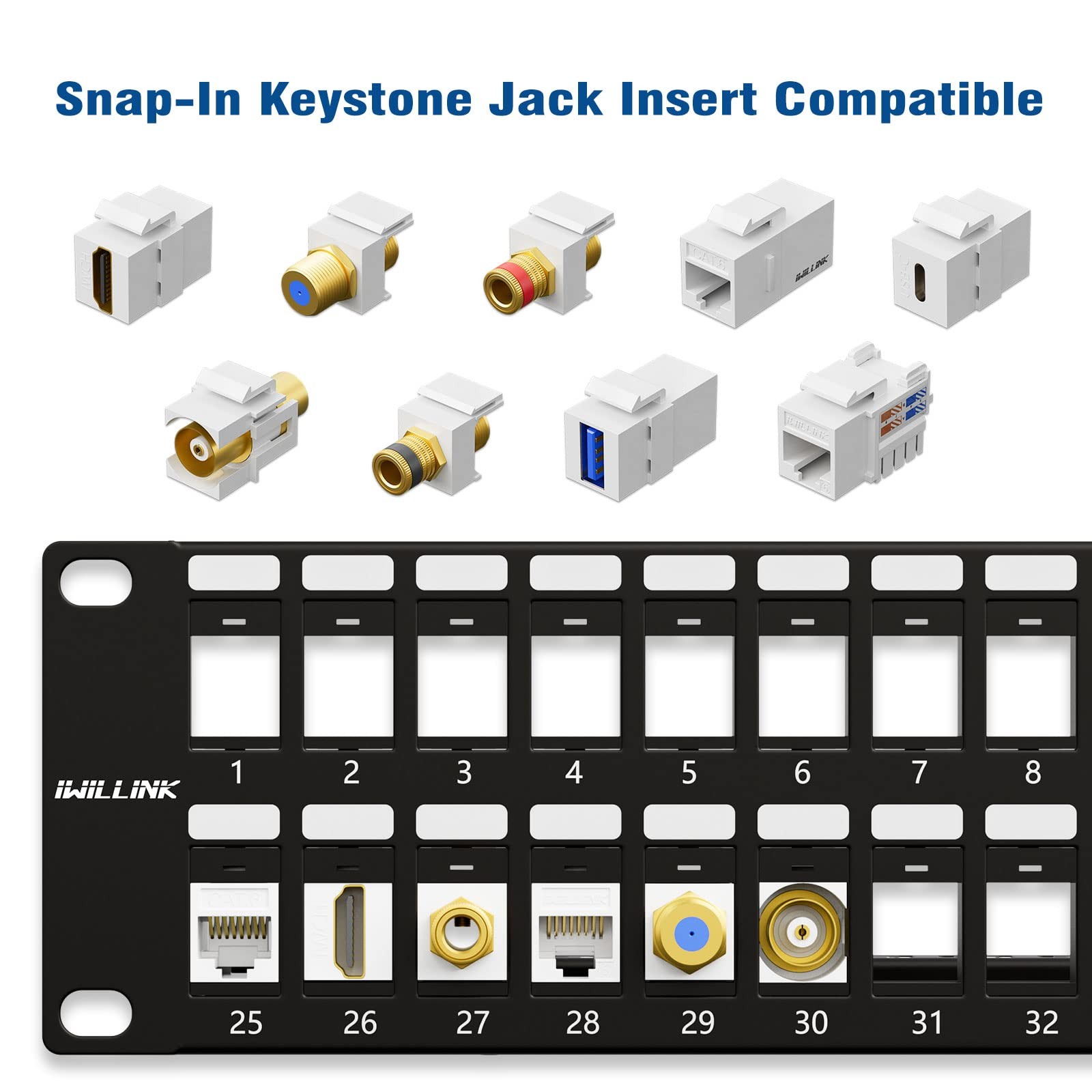 48 Port Blank Keystone Patch Panel Wall Mount Bracket Vertical Horizontal