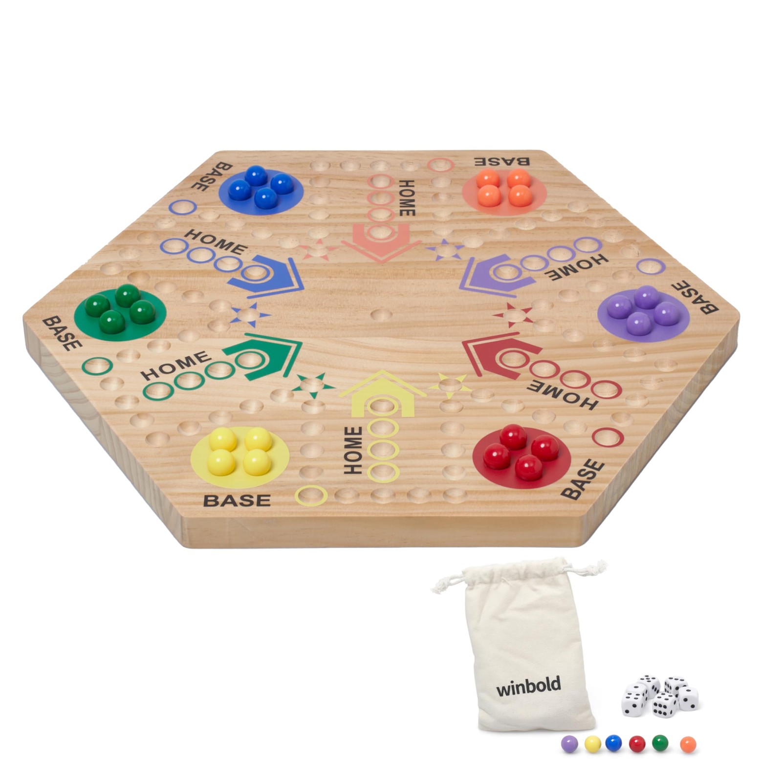 Wooden Marble Board Game Set for Adults and - 6-Player Classic Strategy Game ...