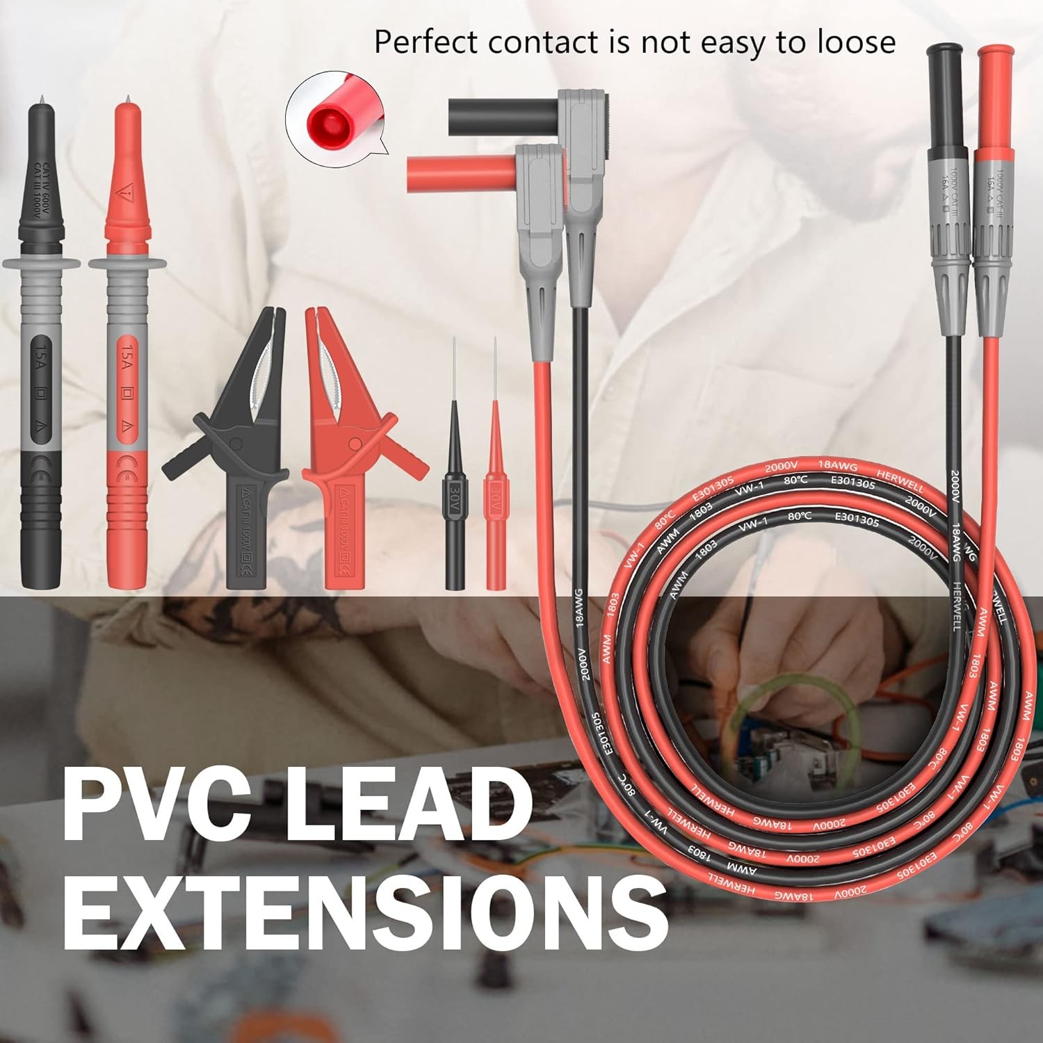 Test Leads Set HANDSKIT Double Insulated Electrical Multimeter Test Lead Kit, Te