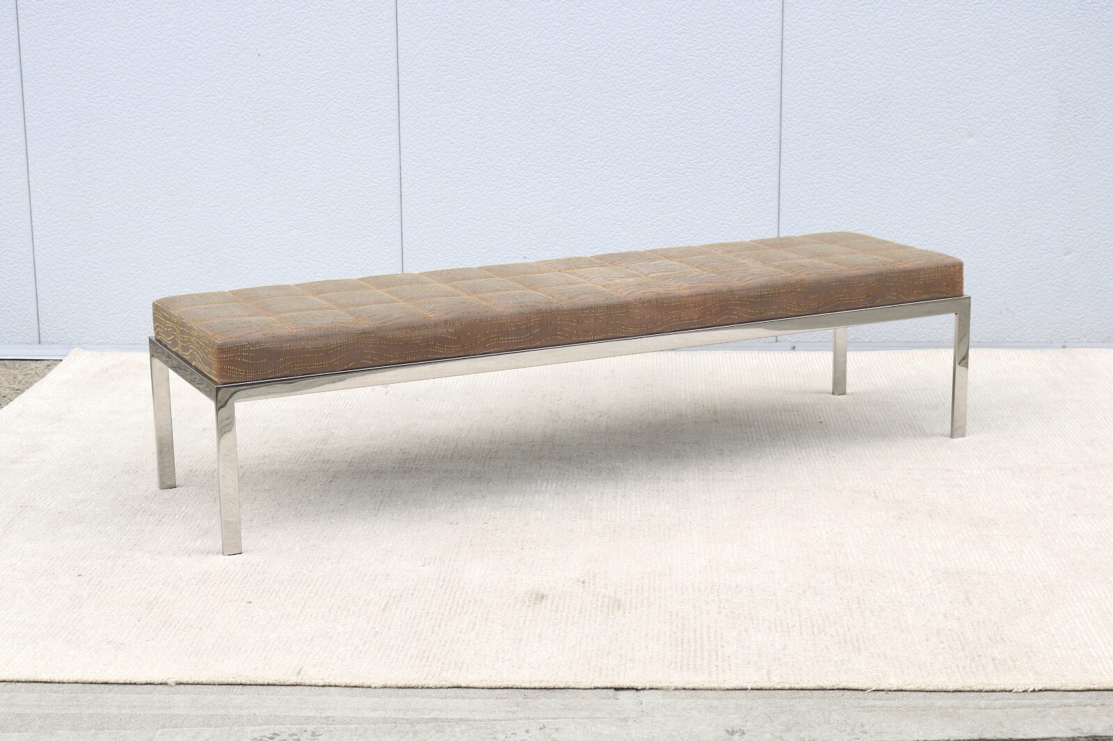 Mid-Century Modern Style Cumberland Large Rectangular Cambridge Metal Bench