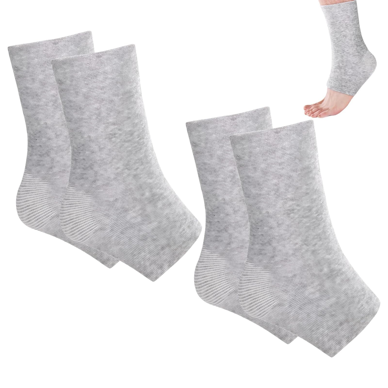 2 Pairs Bamboo Compression Socks, Soft Bamboo Foot Ankle Sleeves, Suitable fo...