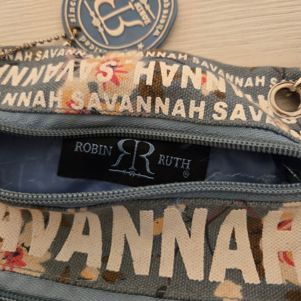 Blue and White SAVANNAH Crossbody Bag with Adjustable Strap