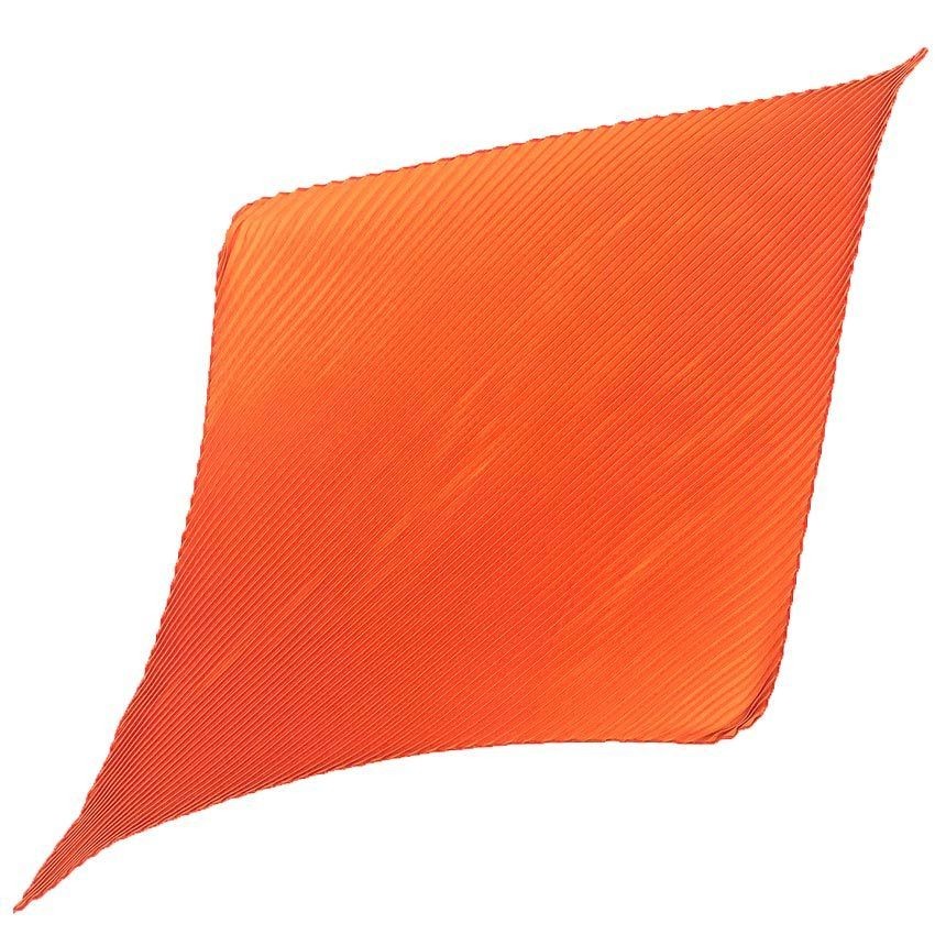 Hermes Scarf Pleated Carre Silk Orange New Unused From Japan