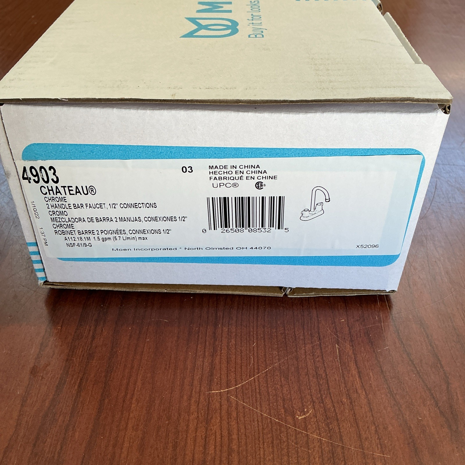 NEW Moen 4903 2-Handle Metal Construction Bar Faucet Polished Chrome B302