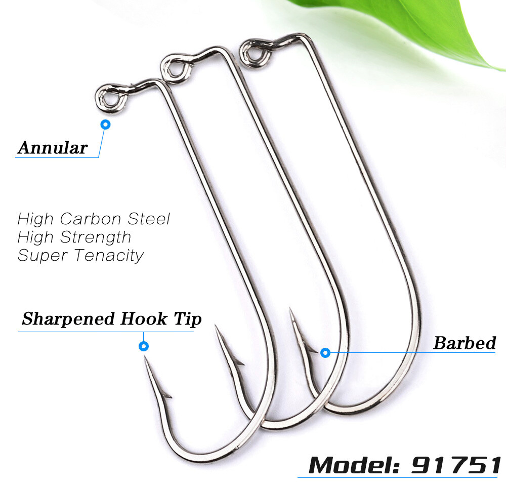 Lot 100pc Jig Fishing Hooks 72A High carbon steel fishhook Saltwater Bass 2-5/0#
