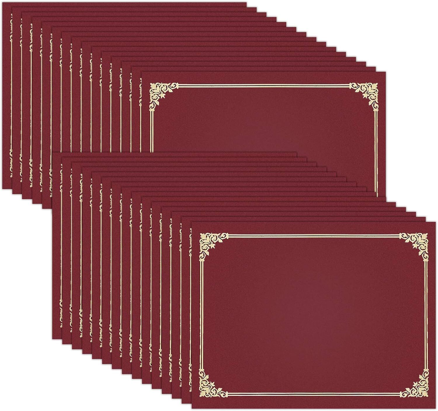 Burgundy Certificate Cover Holders 30 Pack Heavy Duty Gold Foil 8.5X11 Inches