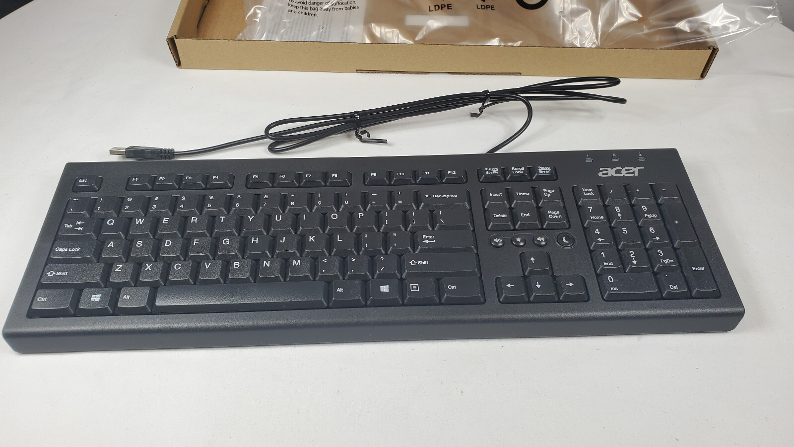 Acer Keyboard Wired USB Black PR1101U - New