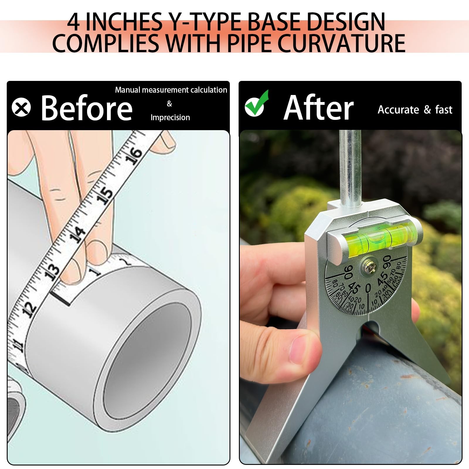 Upgraded Pipe Center Finder, Measure Diameter, Pipefitter Tools Silvery