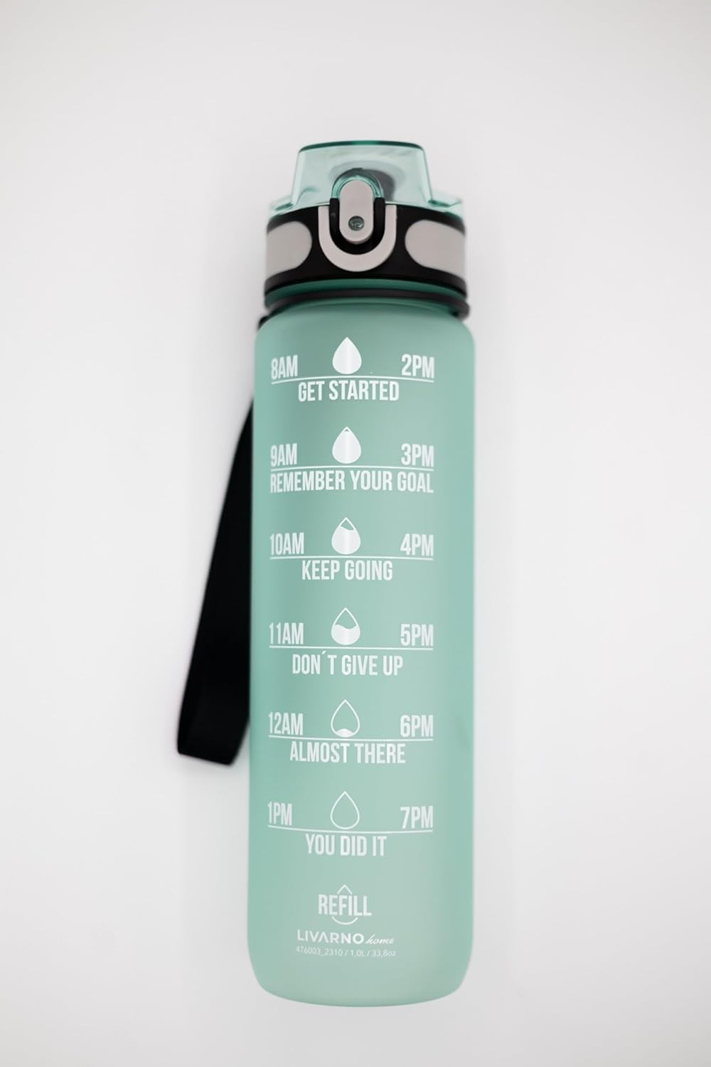 Water Bottle (30 OZ), BPA Free Motivational with Time Marker & Strainer - 2 Pack