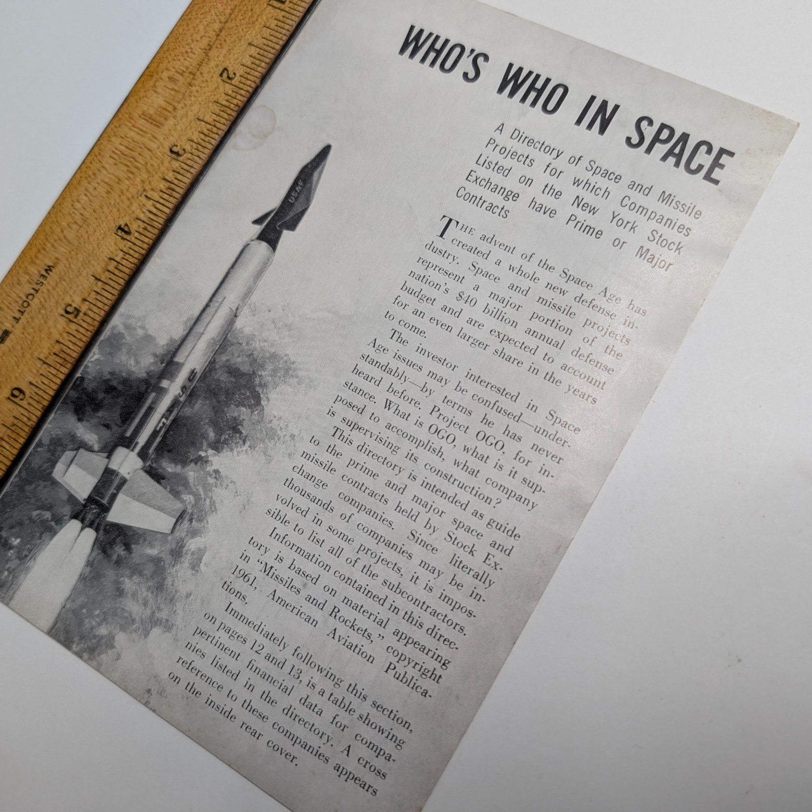 1961 NYSE Whos Who In Space Directory Apollo Saturn Rockets Missiles SpaceX