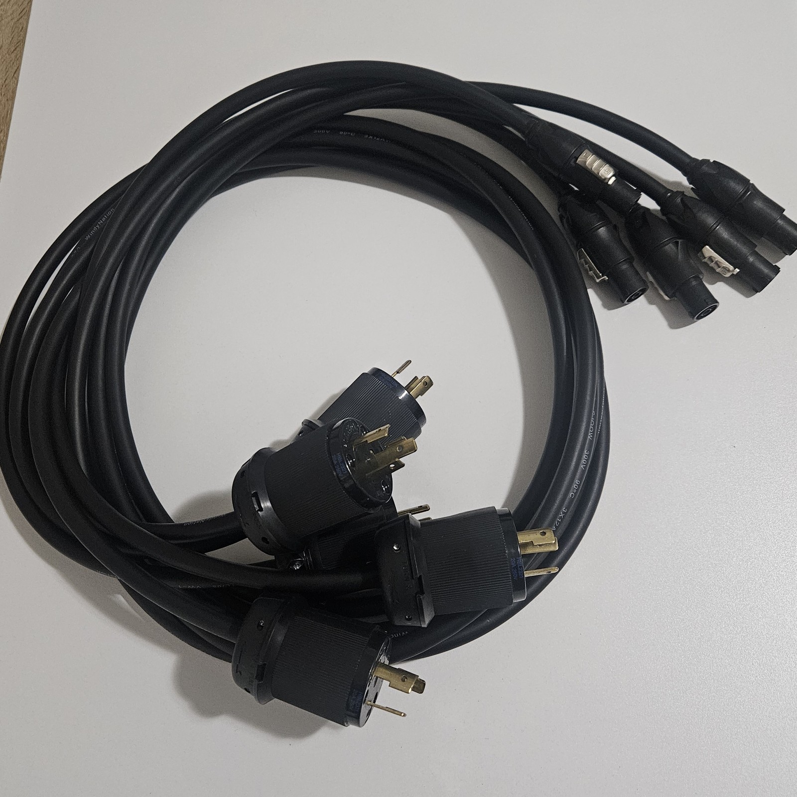 Lot Of 5 Adapter L6-20 Male Twist-Lok To PowerCON True1 Female Stage  3ft Cable