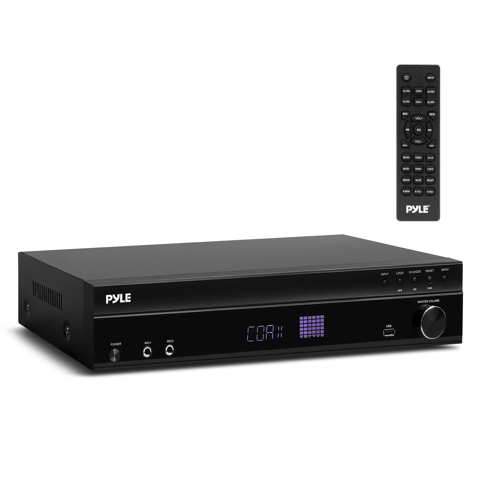 Pyle Bluetooth Amplifier Receiver, 6x 6.5" 500W Max Power White Speakers + Mic