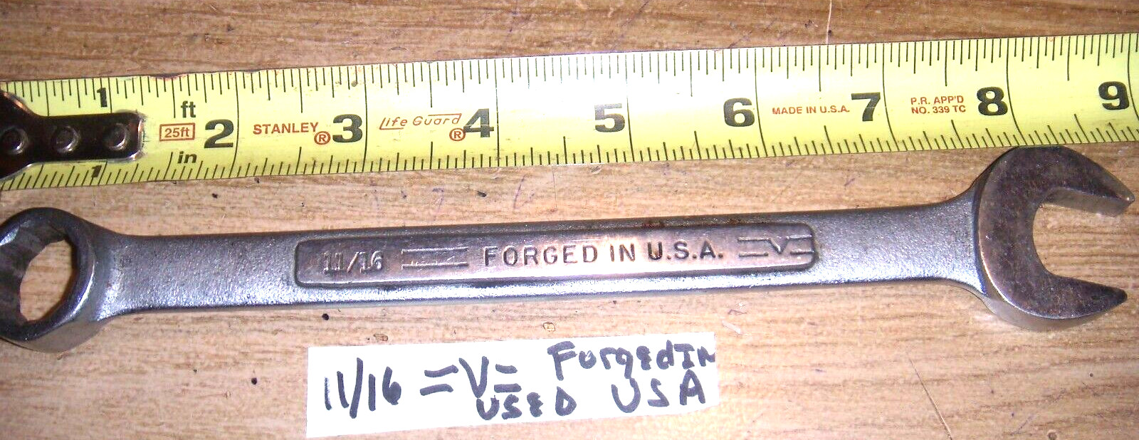 VINTAGE  CRAFTSMAN 11/16 " 12 POINT =V= COMBO WRENCH FORGED IN USA FREE SHIPPING